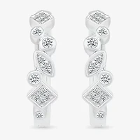 Womens 1/6 CT. T.W. Natural White Diamond Sterling Silver 18mm Hoop Earrings