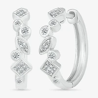 Womens 1/6 CT. T.W. Natural White Diamond Sterling Silver 18mm Hoop Earrings