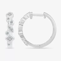 Womens 1/6 CT. T.W. Natural White Diamond Sterling Silver 18mm Hoop Earrings
