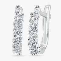 Womens 1/6 CT. T.W. Natural White Diamond Sterling Silver 14.6mm Hoop Earrings