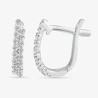 Womens 1/6 CT. T.W. Natural White Diamond Sterling Silver 14.6mm Hoop Earrings