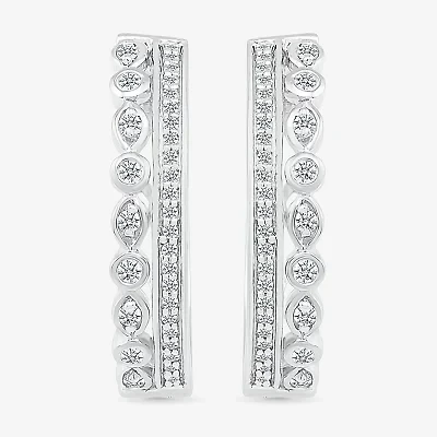 Womens 1/4 CT. T.W. Natural White Diamond Sterling Silver 20mm Hoop Earrings