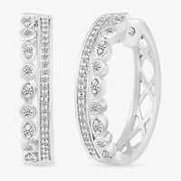 Womens 1/4 CT. T.W. Natural White Diamond Sterling Silver 20mm Hoop Earrings