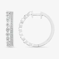 Womens 1/4 CT. T.W. Natural White Diamond Sterling Silver 20mm Hoop Earrings