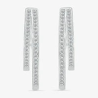 Womens 1/2 CT. T.W. Natural White Diamond Sterling Silver 31mm Hoop Earrings