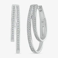 Womens 1/2 CT. T.W. Natural White Diamond Sterling Silver 31mm Hoop Earrings