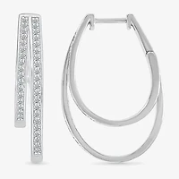 Womens 1/2 CT. T.W. Natural White Diamond Sterling Silver 31mm Hoop Earrings