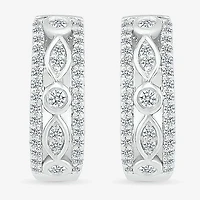 Womens 1/2 CT. T.W. Natural White Diamond Sterling Silver 17mm Hoop Earrings