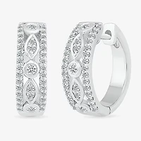 Womens 1/2 CT. T.W. Natural White Diamond Sterling Silver 17mm Hoop Earrings