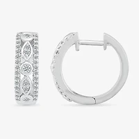 Womens 1/2 CT. T.W. Natural White Diamond Sterling Silver 17mm Hoop Earrings