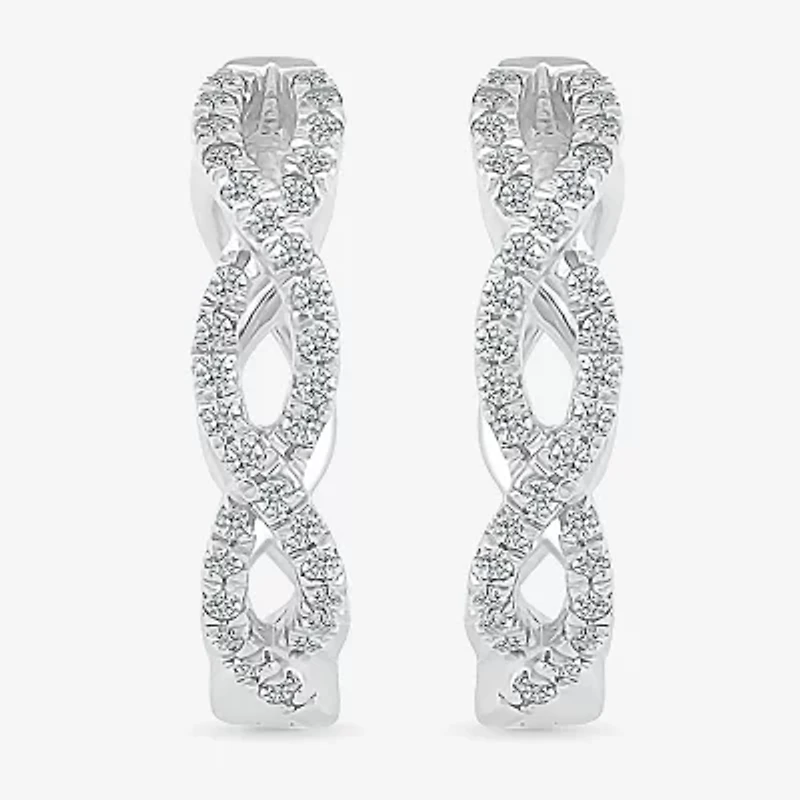 Womens 1/3 CT. T.W. Natural White Diamond Sterling Silver 17.2mm Infinity Hoop Earrings