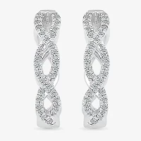 Womens 1/3 CT. T.W. Natural White Diamond Sterling Silver 17.2mm Infinity Hoop Earrings