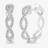 Womens 1/3 CT. T.W. Natural White Diamond Sterling Silver 17.2mm Infinity Hoop Earrings