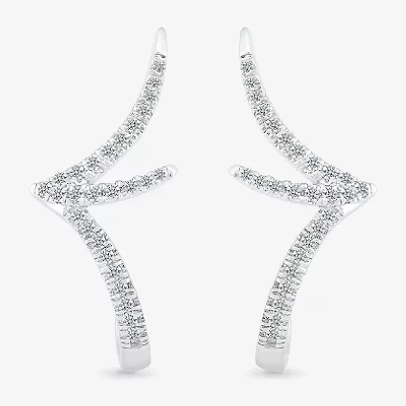 1/5 CT. Natural White Diamond Sterling Silver 20.8mm Stud Earrings