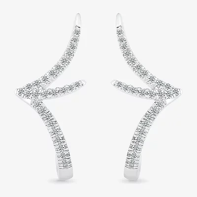 1/5 CT. Natural White Diamond Sterling Silver 20.8mm Stud Earrings
