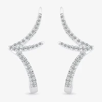 1/5 CT. Natural White Diamond Sterling Silver 20.8mm Stud Earrings