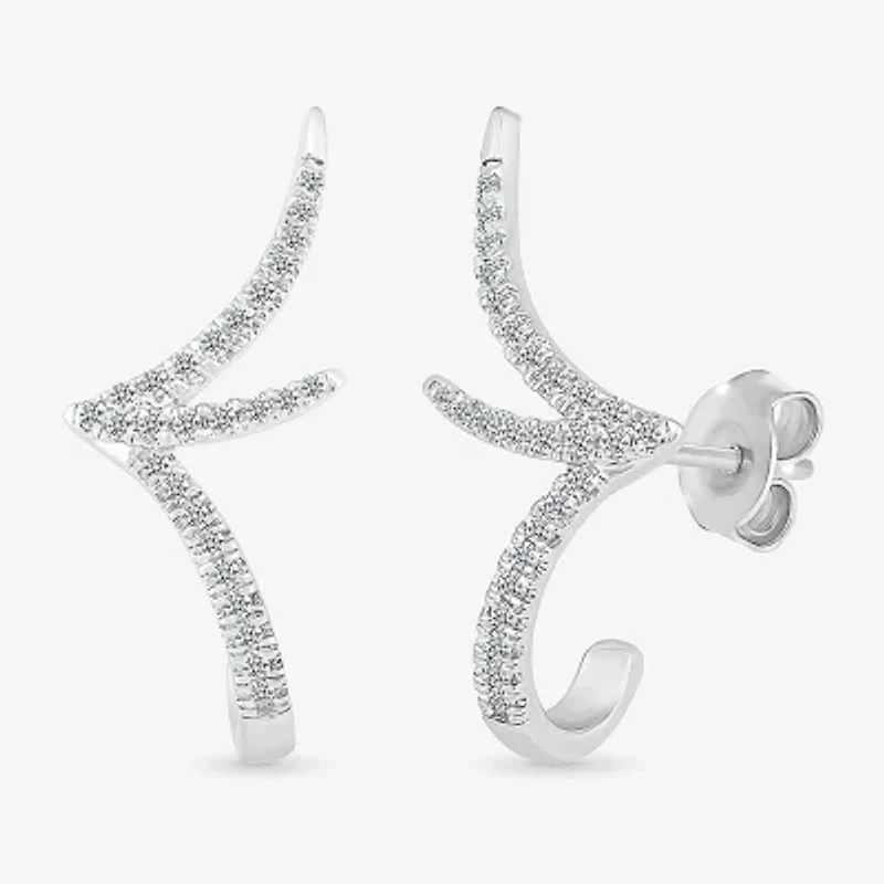 1/5 CT. Natural White Diamond Sterling Silver 20.8mm Stud Earrings