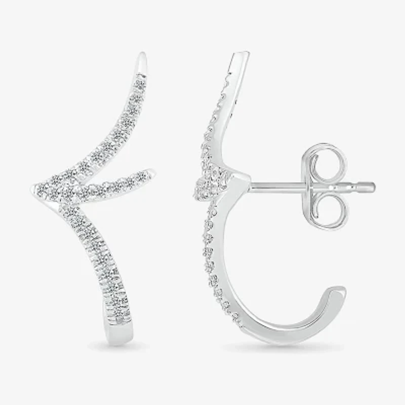 1/5 CT. Natural White Diamond Sterling Silver 20.8mm Stud Earrings
