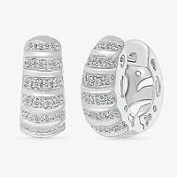 Croissant Womens 1/2 CT. T.W. Natural White Diamond Sterling Silver 16.2mm Hoop Earrings