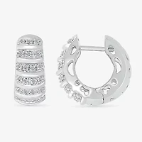 Croissant Womens 1/2 CT. T.W. Natural White Diamond Sterling Silver 16.2mm Hoop Earrings
