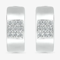 Womens 1/6 CT. T.W. Natural White Diamond Sterling Silver 13.2mm Hoop Earrings