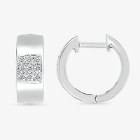 Womens 1/6 CT. T.W. Natural White Diamond Sterling Silver 13.2mm Hoop Earrings