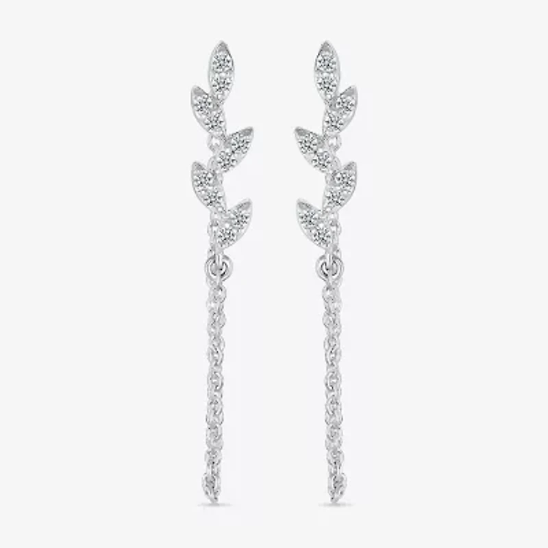 Front Back Womens 1/8 CT. T.W. Natural White Diamond Sterling Silver Drop Earrings