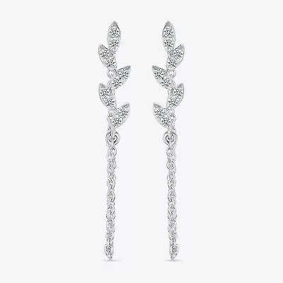 Front Back Womens 1/8 CT. T.W. Natural White Diamond Sterling Silver Drop Earrings