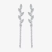 Front Back Womens 1/8 CT. T.W. Natural White Diamond Sterling Silver Drop Earrings