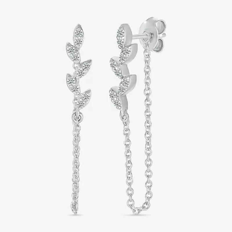 Front Back Womens 1/8 CT. T.W. Natural White Diamond Sterling Silver Drop Earrings