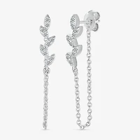 Front Back Womens 1/8 CT. T.W. Natural White Diamond Sterling Silver Drop Earrings