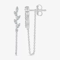 Front Back Womens 1/8 CT. T.W. Natural White Diamond Sterling Silver Drop Earrings