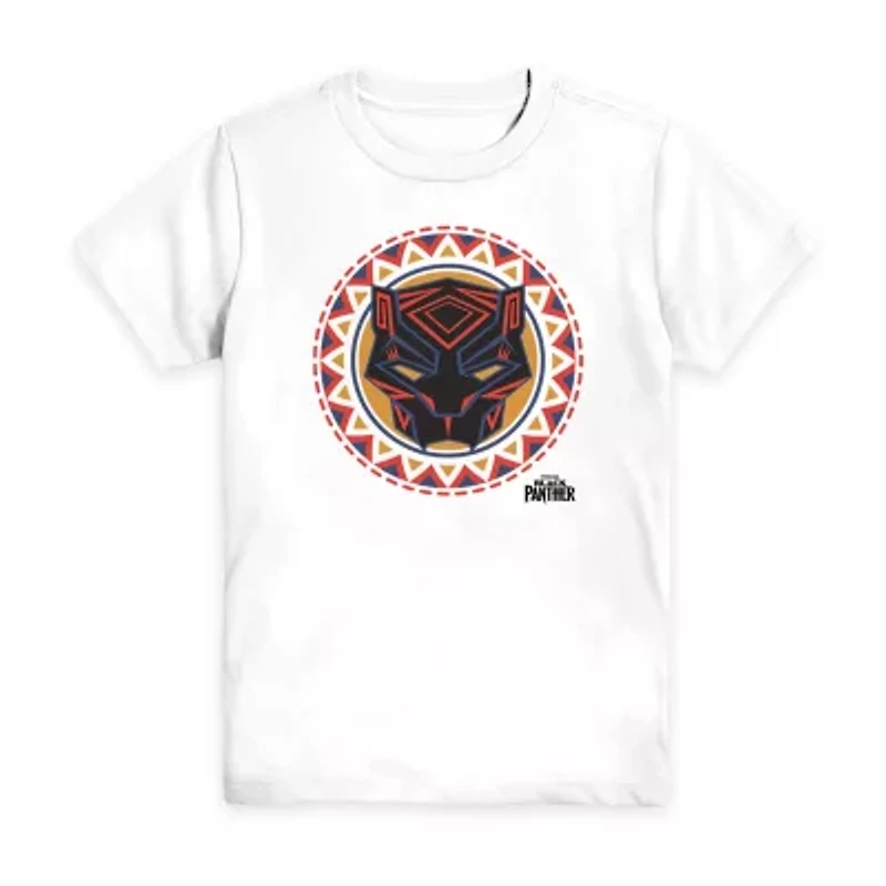Disney Collection Little & Big Kid Boys Crew Neck Short Sleeve Regular Fit Black Panther Graphic T-Shirt