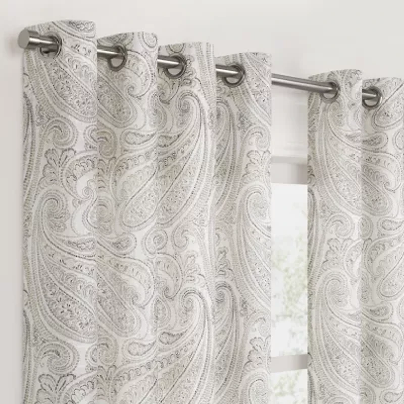 Fieldcrest Arden Soft Paisley Print Grommet Top Sheer Single Curtain Panel
