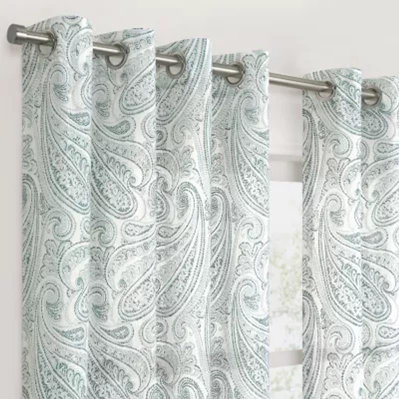 Fieldcrest Arden Soft Paisley Print Grommet Top Sheer Single Curtain Panel