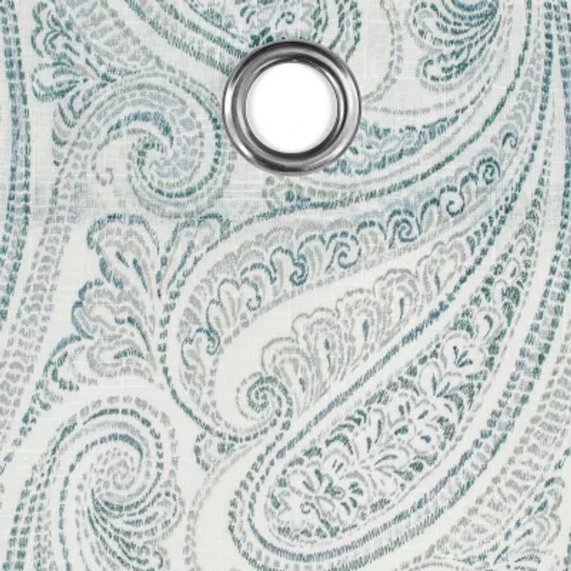 Fieldcrest Arden Soft Paisley Print Grommet Top Sheer Single Curtain Panel