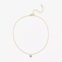 Bijoux Bar Delicates Gold Tone Womens Cubic Zirconia Heart 13 Inch Pendant Necklace