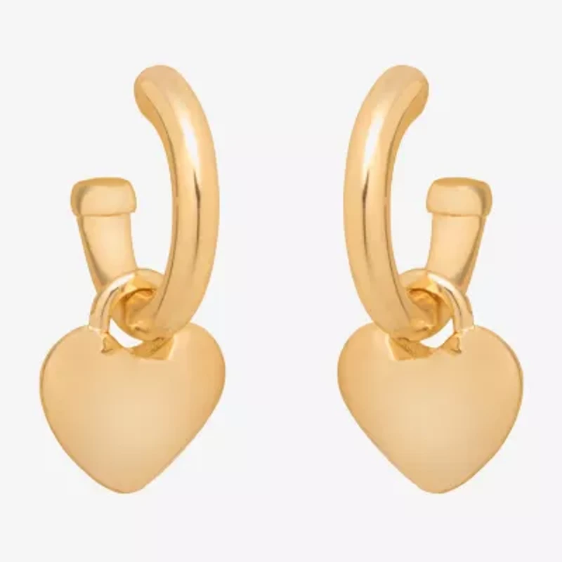 Bijoux Bar Delicates Womens 23.1mm Heart Hoop Earrings