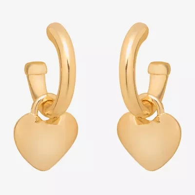 Bijoux Bar Delicates Womens 23.1mm Heart Hoop Earrings