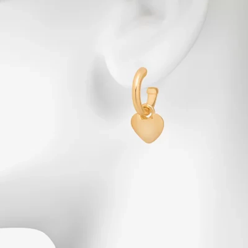 Bijoux Bar Delicates Womens 23.1mm Heart Hoop Earrings