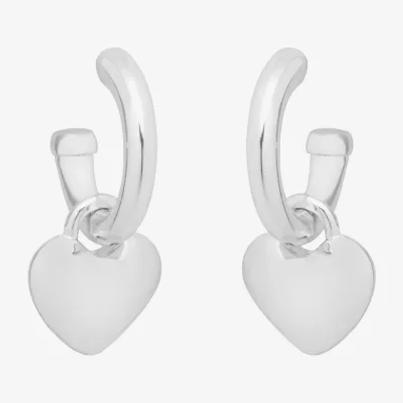 Bijoux Bar Delicates Womens 23.1mm Heart Hoop Earrings