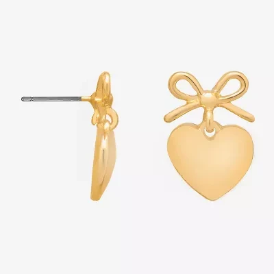 Bijoux Bar Delicates Gold Tone Womens Heart Drop Earrings