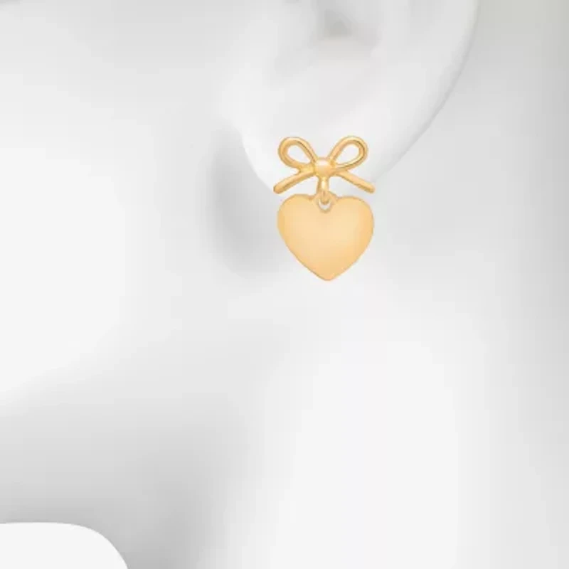 Bijoux Bar Delicates Gold Tone Womens Heart Drop Earrings