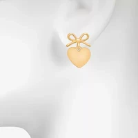 Bijoux Bar Delicates Gold Tone Womens Heart Drop Earrings