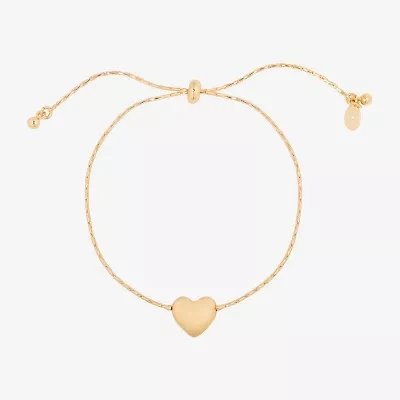 Bijoux Bar Delicates Gold Tone Womens Heart Bolo Bracelet