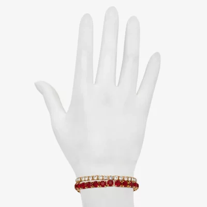 Bijoux Bar Delicates Gold Tone Womens 2-pc. Multi Color Glass Bracelet Set