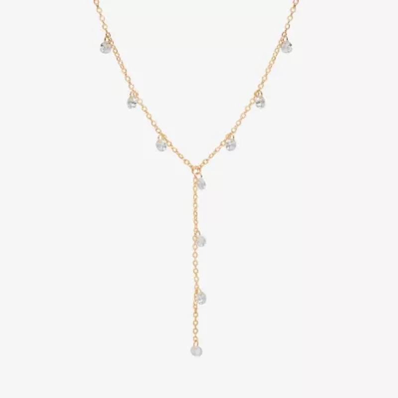 Bijoux Bar Delicates Gold Tone Womens Cubic Zirconia 16 Inch Y Necklace