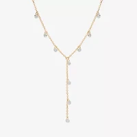 Bijoux Bar Delicates Gold Tone Womens Cubic Zirconia 16 Inch Y Necklace