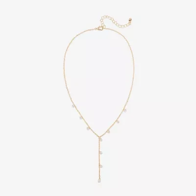 Bijoux Bar Delicates Gold Tone Womens Cubic Zirconia 16 Inch Y Necklace