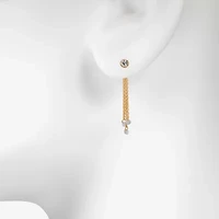 Bijoux Bar Delicates Gold Tone Womens Cubic Zirconia Drop Earrings